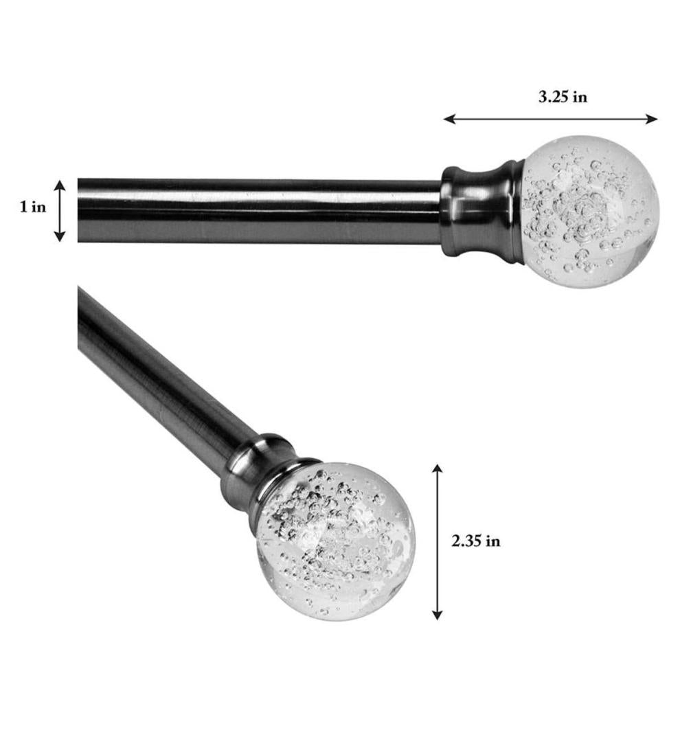 Plow & Hearth Curtain Rods & Hardware Indoor Living Lexington Adjustable Curtain Rod Set With Bubble Ball Resin Finial