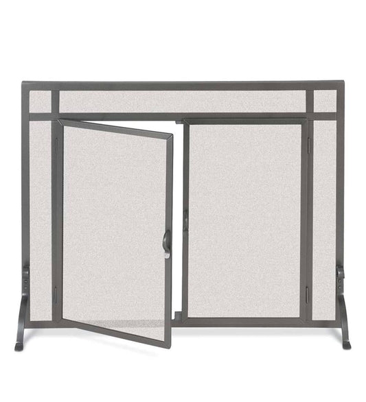 Plow & Hearth Custom Fire Screens Fireplace & Hearth Small Custom Fireplace Screen, Flat Guard With Straight Doors - Black