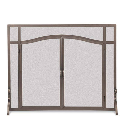 Plow & Hearth Custom Fire Screens Fireplace & Hearth Small Custom Flat Guard With Arched Doors - Black