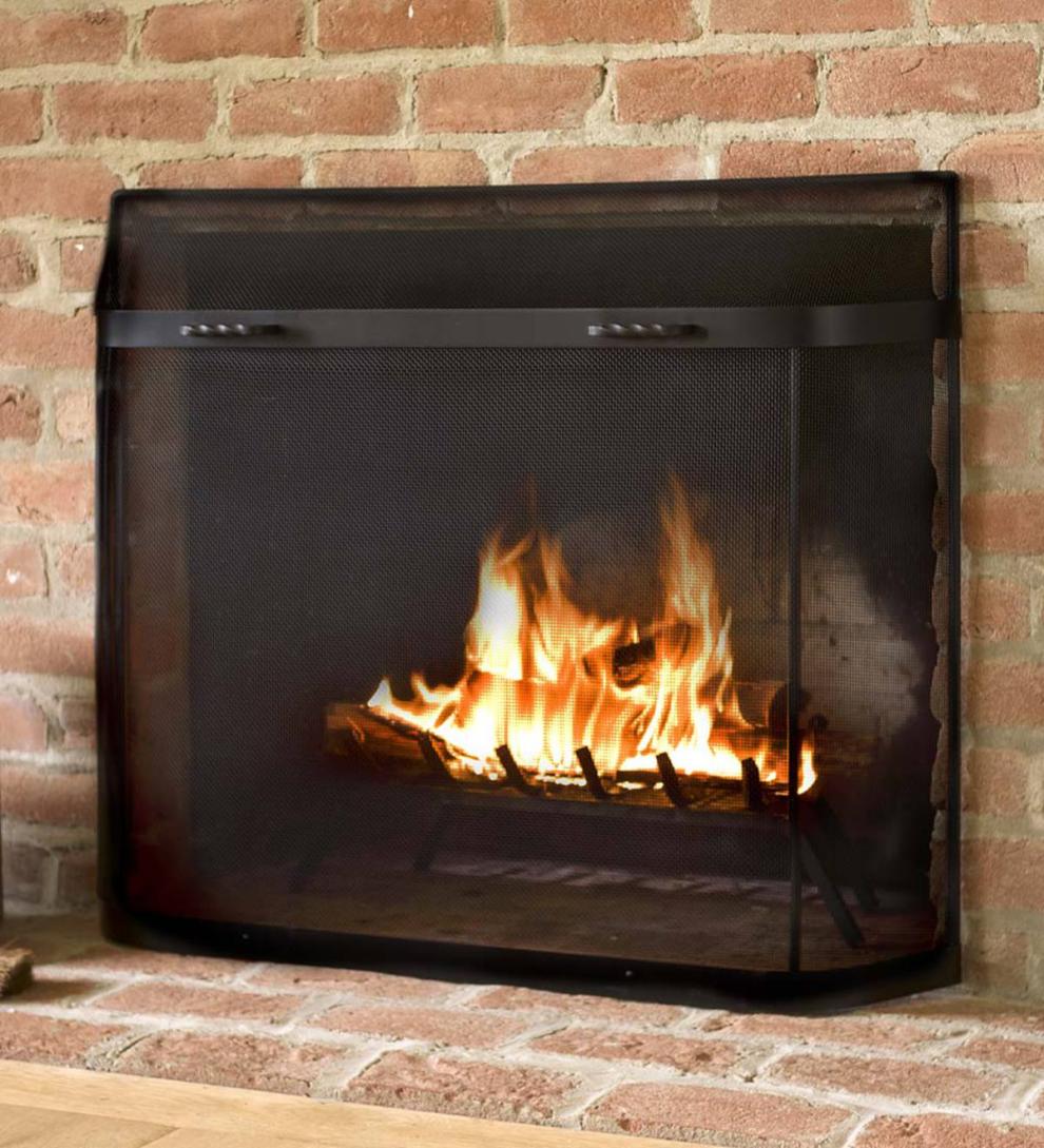 Plow & Hearth Custom Fire Screens Fireplace & Hearth Small Custom Iron Series Spark Guard - 1,000 To 1,500 Sq. Inches - Black
