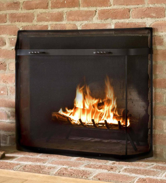 Plow & Hearth Custom Fire Screens Fireplace & Hearth Small Custom Iron Series Spark Guard - 1,000 To 1,500 Sq. Inches - Black