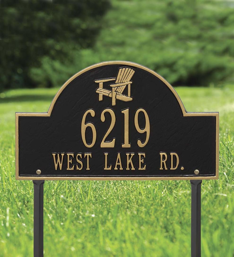 Plow & Hearth Deck & Patio Accents Outdoor Living Adirondack Lawn Plaque - Black
