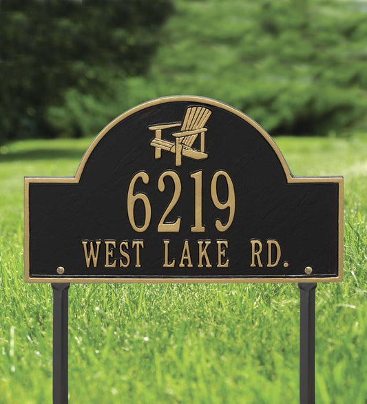 Plow & Hearth Deck & Patio Accents Outdoor Living Adirondack Lawn Plaque - Black