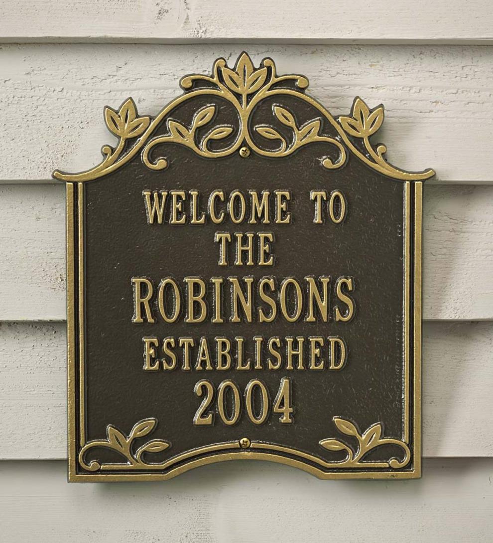 Plow & Hearth Deck & Patio Accents Outdoor Living Aluminum Ivy Wedding Plaque - Antique Copper
