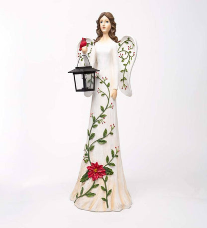 Plow & Hearth Deck & Patio Accents Outdoor Living Angel Garden Statue With Solar Lantern