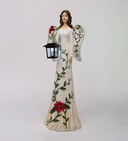 Plow & Hearth Deck & Patio Accents Outdoor Living Angel Garden Statue With Solar Lantern