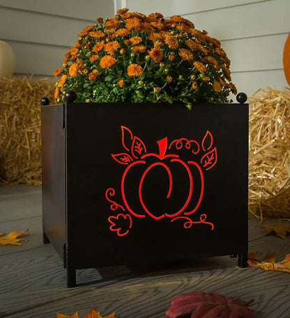 Plow & Hearth Deck & Patio Accents Outdoor Living Battery Operated Led Planter With 4 Interchangeable Laser Cut Panels
