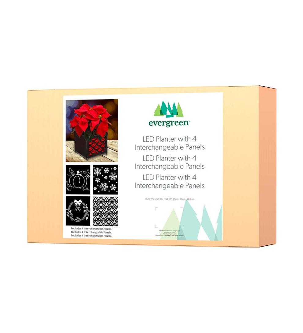 Plow & Hearth Deck & Patio Accents Outdoor Living Battery Operated Led Planter With 4 Interchangeable Laser Cut Panels