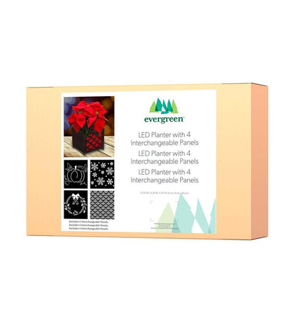 Plow & Hearth Deck & Patio Accents Outdoor Living Battery Operated Led Planter With 4 Interchangeable Laser Cut Panels