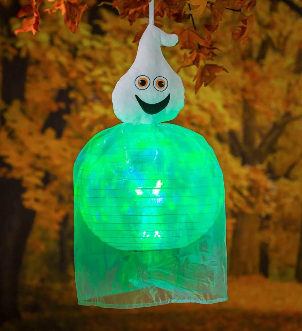 Plow & Hearth Deck & Patio Accents Outdoor Living Beaming Buddies Collapsible Ghost Halloween Lantern