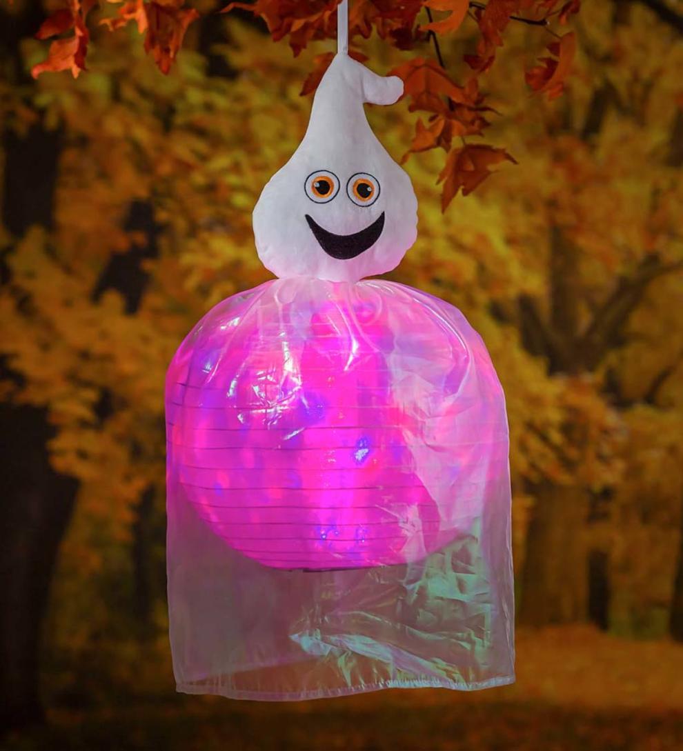 Plow & Hearth Deck & Patio Accents Outdoor Living Beaming Buddies Collapsible Ghost Halloween Lantern