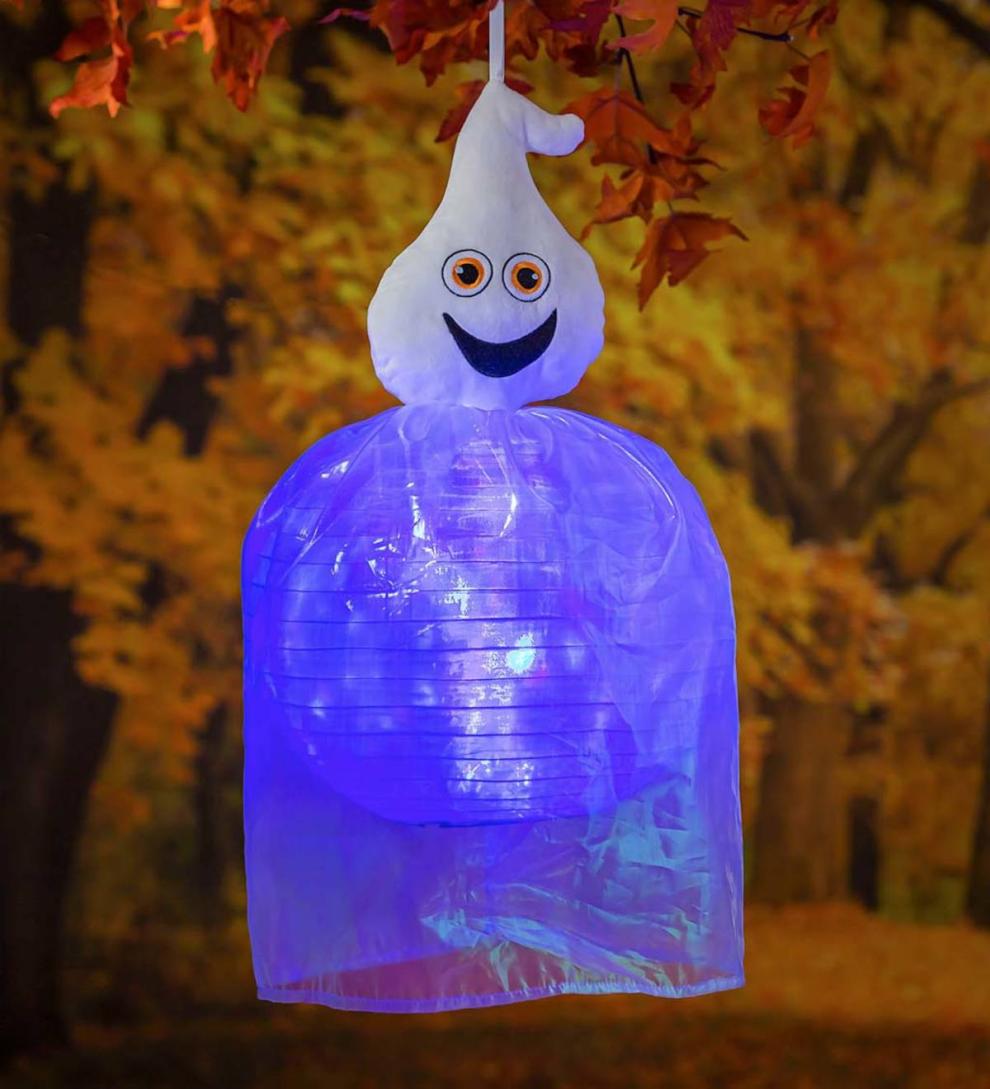 Plow & Hearth Deck & Patio Accents Outdoor Living Beaming Buddies Collapsible Ghost Halloween Lantern