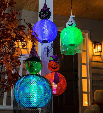 Plow & Hearth Deck & Patio Accents Outdoor Living Beaming Buddies Collapsible Ghost Halloween Lantern