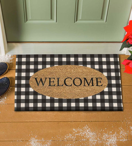 Plow & Hearth Deck & Patio Accents Outdoor Living Buffalo Check Welcome Coir Mat