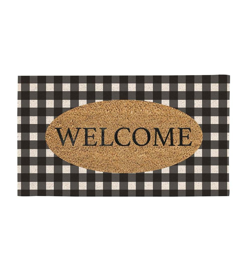 Plow & Hearth Deck & Patio Accents Outdoor Living Buffalo Check Welcome Coir Mat