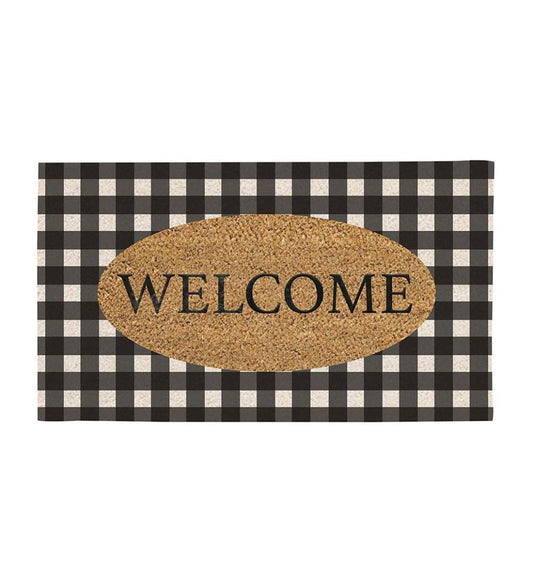 Plow & Hearth Deck & Patio Accents Outdoor Living Buffalo Check Welcome Coir Mat
