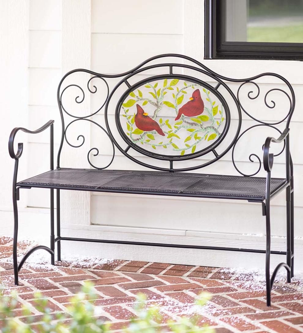 Plow & Hearth Deck & Patio Accents Outdoor Living Cardinal Victorian-Style Folding Metal Garden Bench - Black