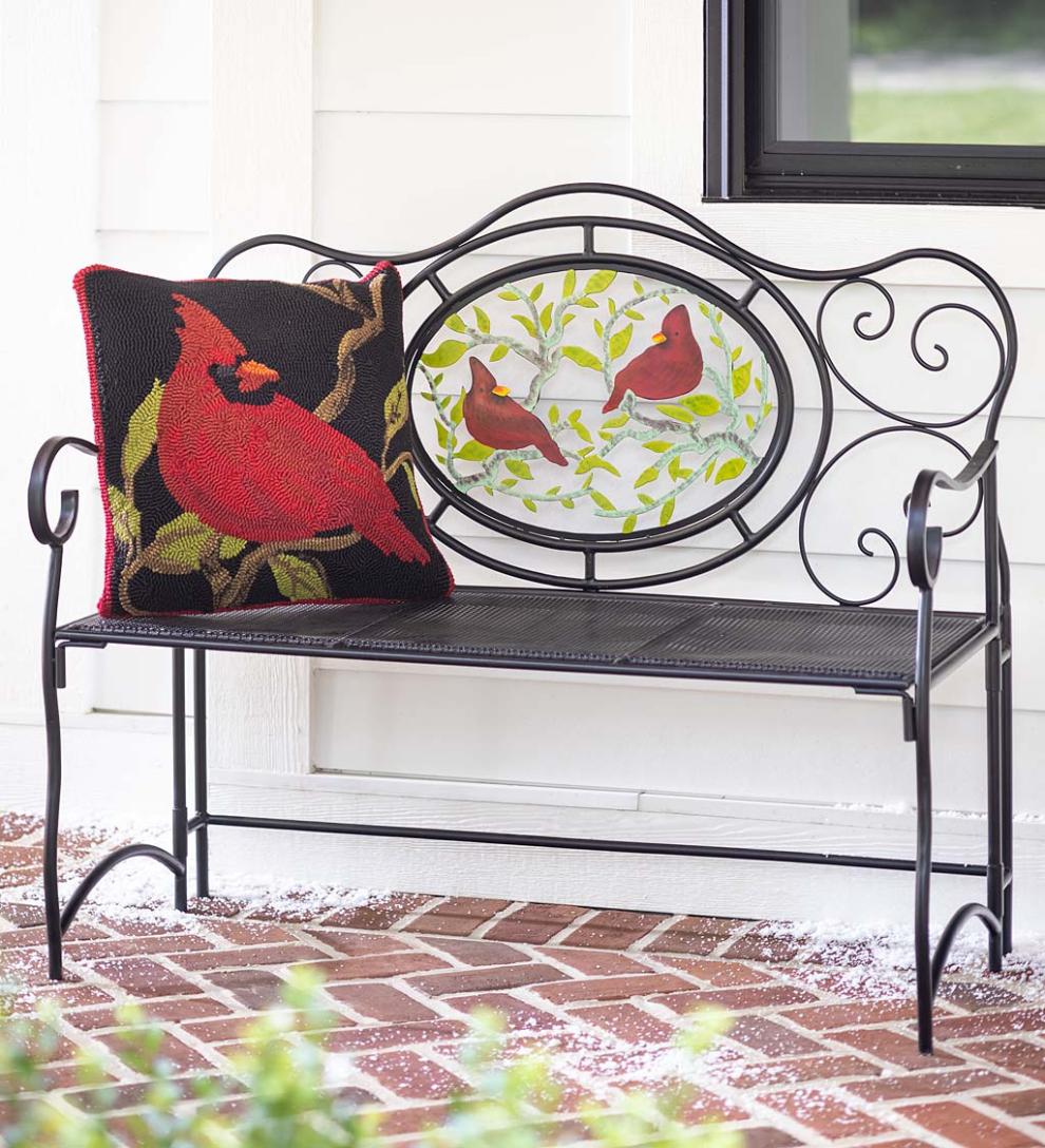 Plow & Hearth Deck & Patio Accents Outdoor Living Cardinal Victorian-Style Folding Metal Garden Bench - Black