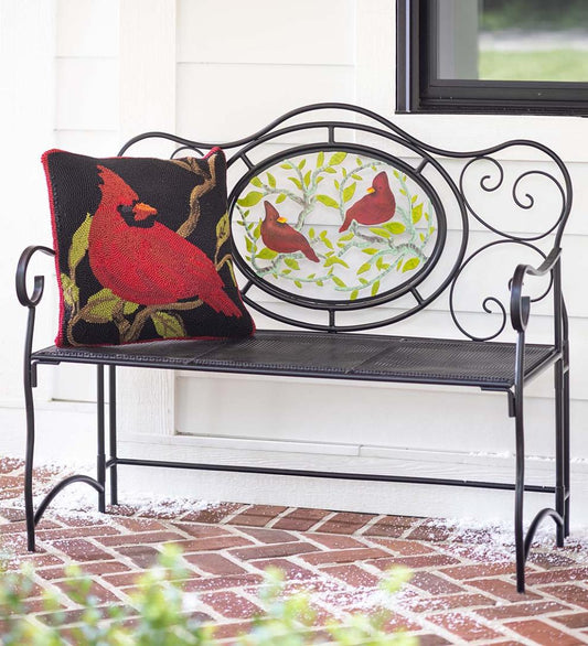 Plow & Hearth Deck & Patio Accents Outdoor Living Cardinal Victorian-Style Folding Metal Garden Bench - Black