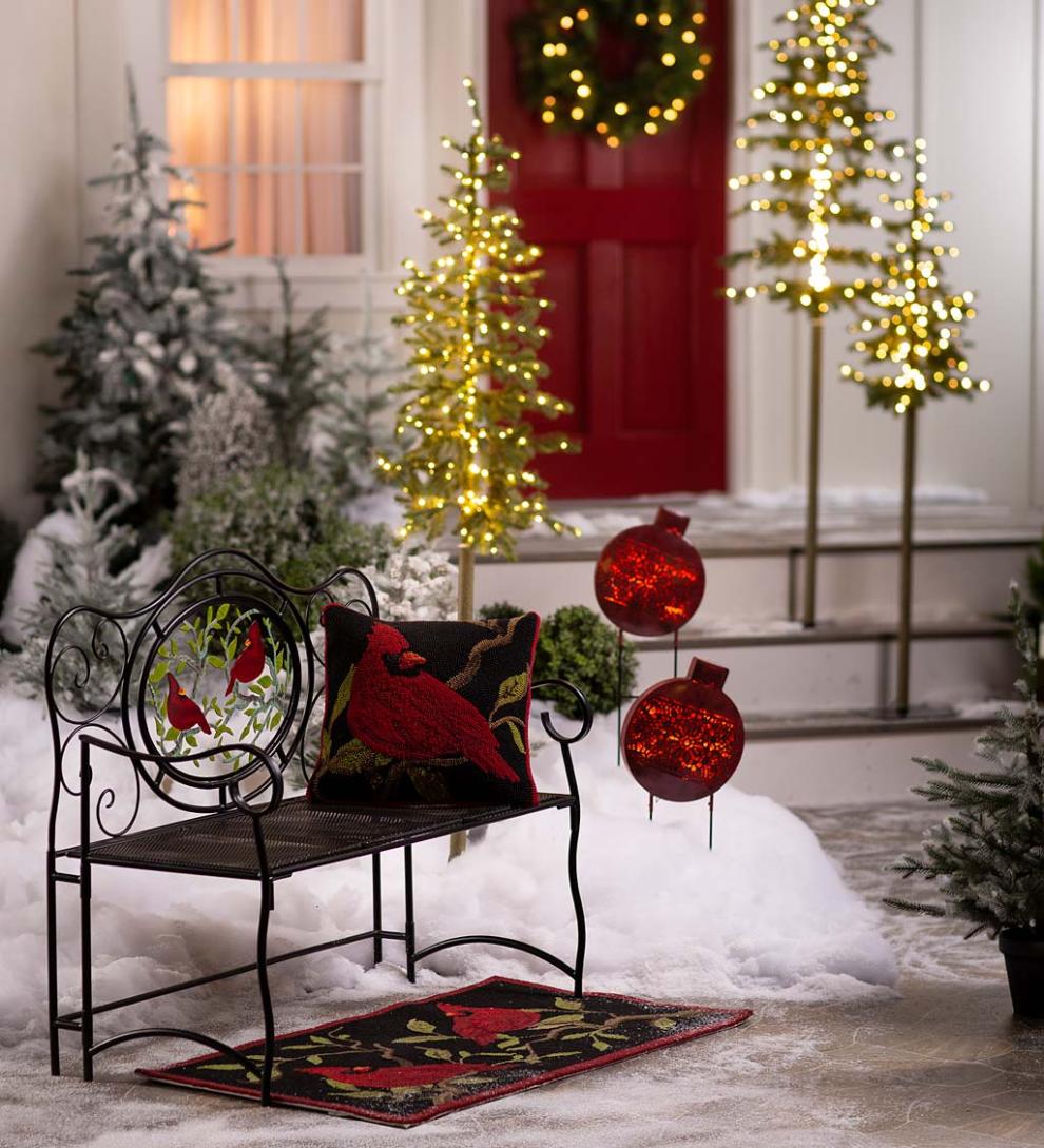 Plow & Hearth Deck & Patio Accents Outdoor Living Cardinal Victorian-Style Folding Metal Garden Bench - Black