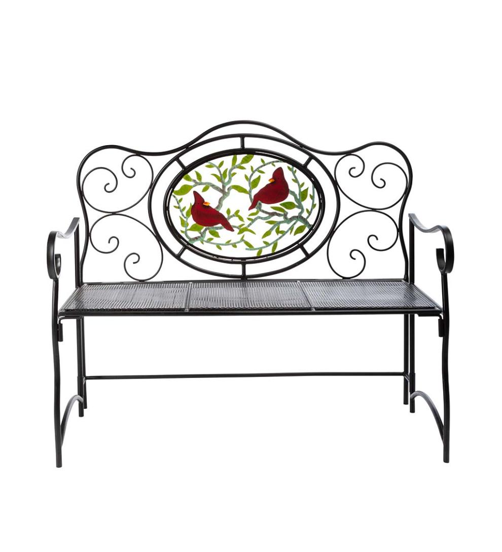 Plow & Hearth Deck & Patio Accents Outdoor Living Cardinal Victorian-Style Folding Metal Garden Bench - Black