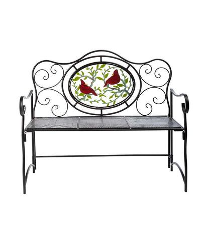 Plow & Hearth Deck & Patio Accents Outdoor Living Cardinal Victorian-Style Folding Metal Garden Bench - Black