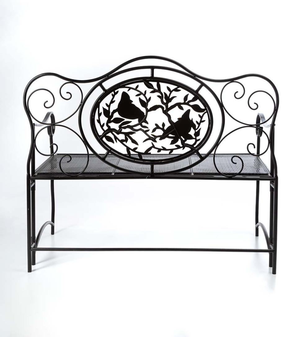 Plow & Hearth Deck & Patio Accents Outdoor Living Cardinal Victorian-Style Folding Metal Garden Bench - Black
