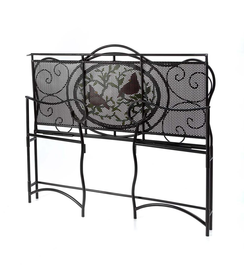 Plow & Hearth Deck & Patio Accents Outdoor Living Cardinal Victorian-Style Folding Metal Garden Bench - Black