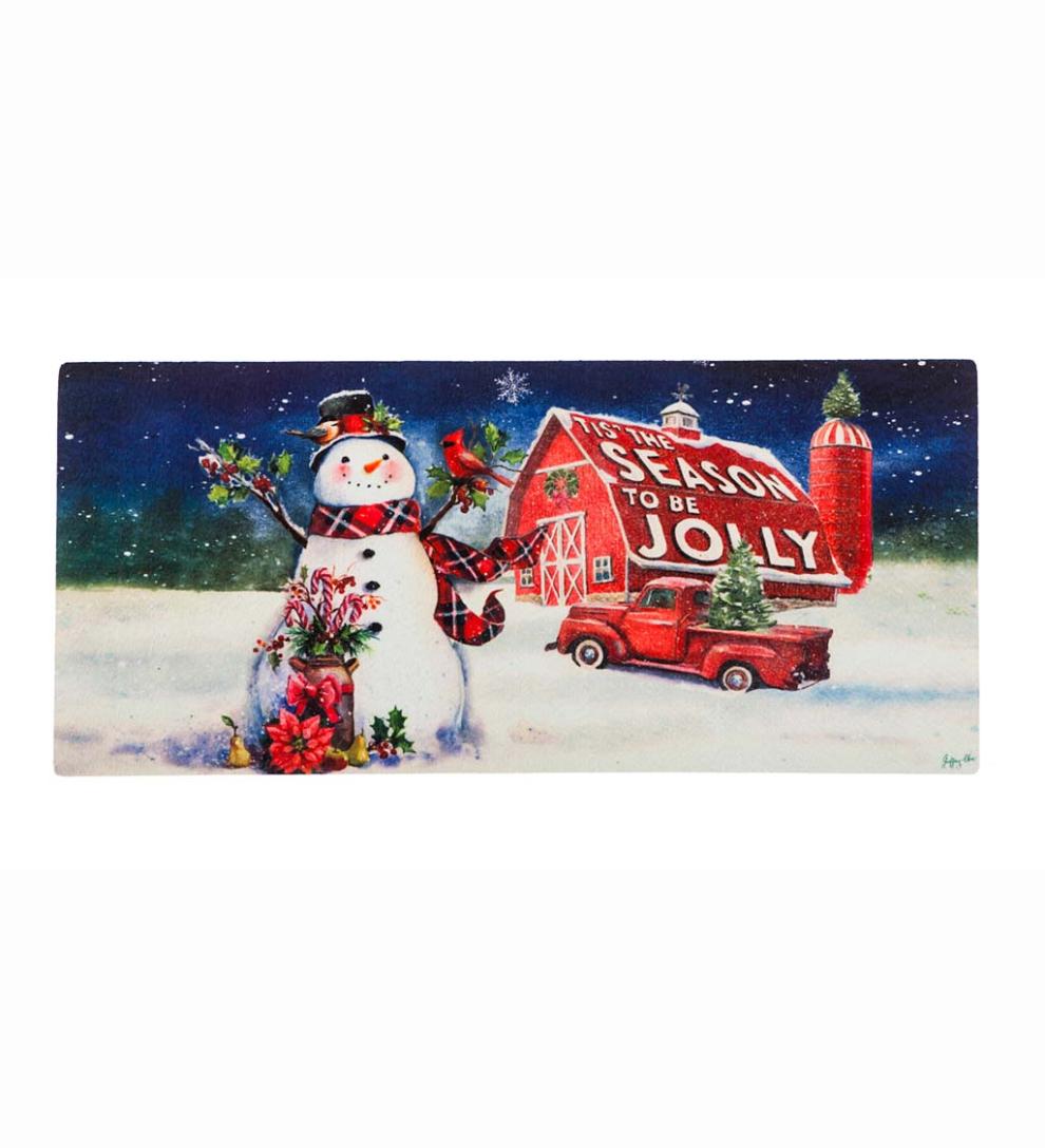 Plow & Hearth Deck & Patio Accents Outdoor Living Christmas Barn Snowman Switch Mat
