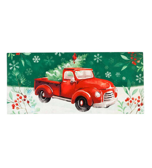 Plow & Hearth Deck & Patio Accents Outdoor Living Christmas Heritage Red Truck Sassafras Switch Mat