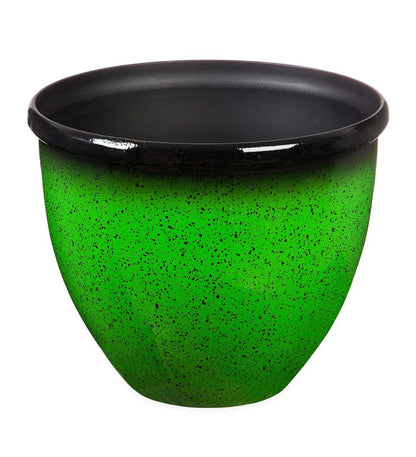 Plow & Hearth Deck & Patio Accents Outdoor Living Colorful Faux Glazed Ceramic Self-Watering Planter - Blue