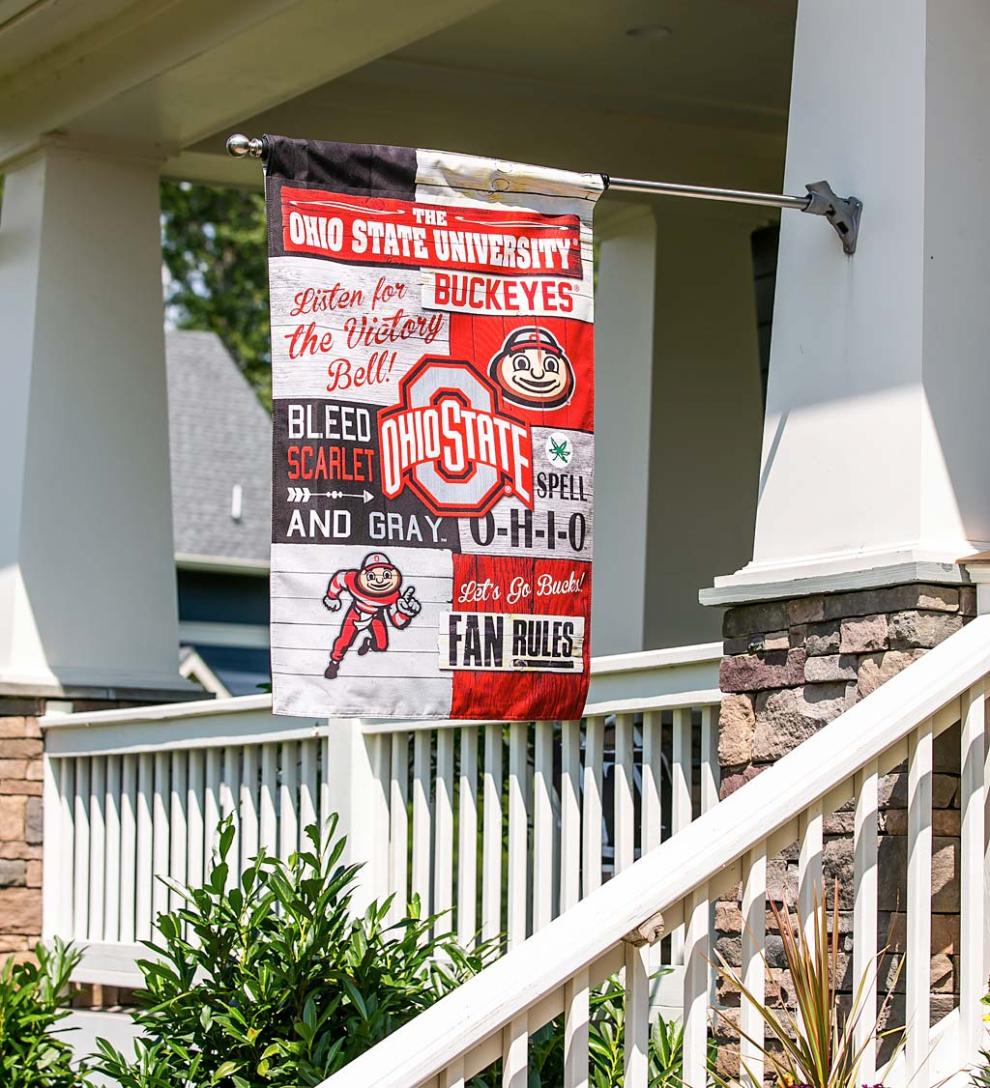 Plow & Hearth Deck & Patio Accents Outdoor Living Double-Sided Fan Rules College Team Pride Linen House Flag - Clemson Univ