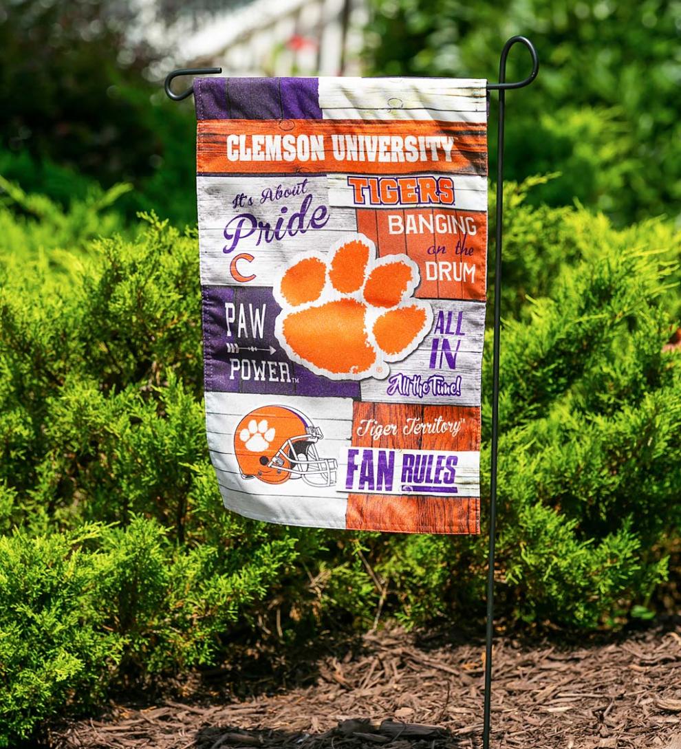 Plow & Hearth Deck & Patio Accents Outdoor Living Double-Sided Fan Rules College Team Pride Linen House Flag - Clemson Univ