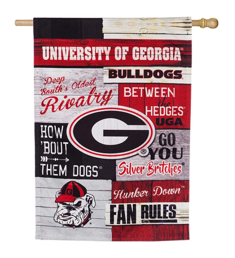 Plow & Hearth Deck & Patio Accents Outdoor Living Double-Sided Fan Rules College Team Pride Linen House Flag - Clemson Univ