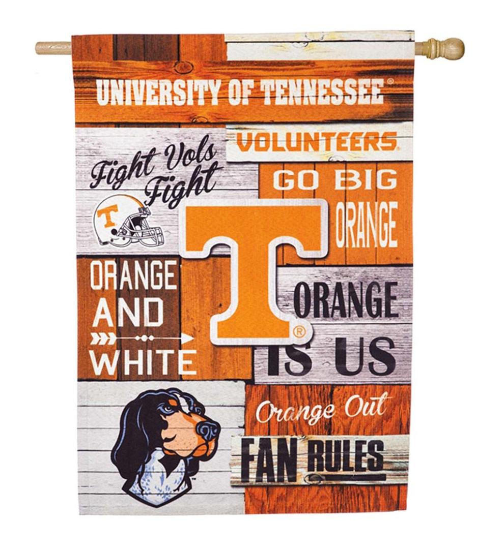 Plow & Hearth Deck & Patio Accents Outdoor Living Double-Sided Fan Rules College Team Pride Linen House Flag - Clemson Univ
