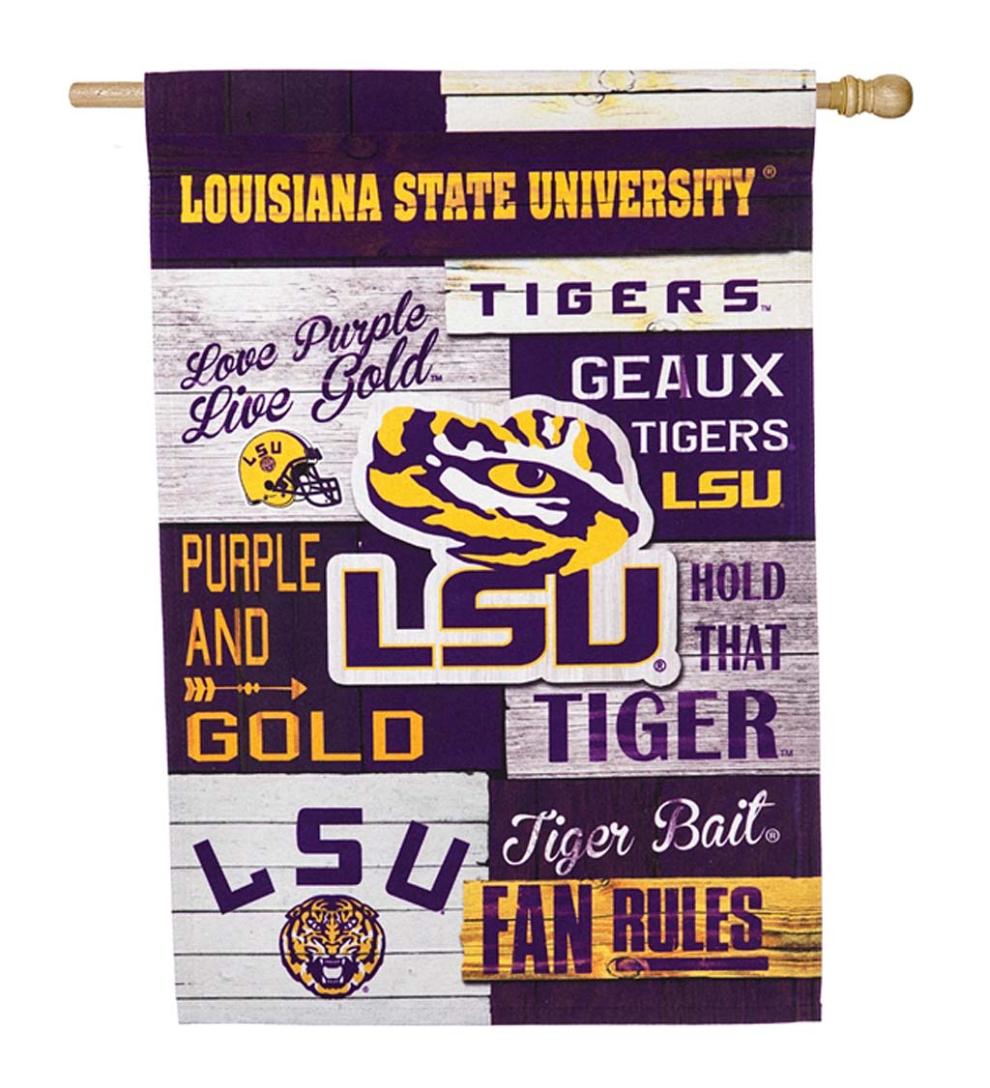 Plow & Hearth Deck & Patio Accents Outdoor Living Double-Sided Fan Rules College Team Pride Linen House Flag - Clemson Univ
