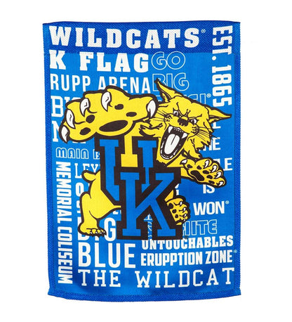 Plow & Hearth Deck & Patio Accents Outdoor Living Double-Sided Fan Rules College Team Pride Sueded House Flag - Univ Of Kentucky
