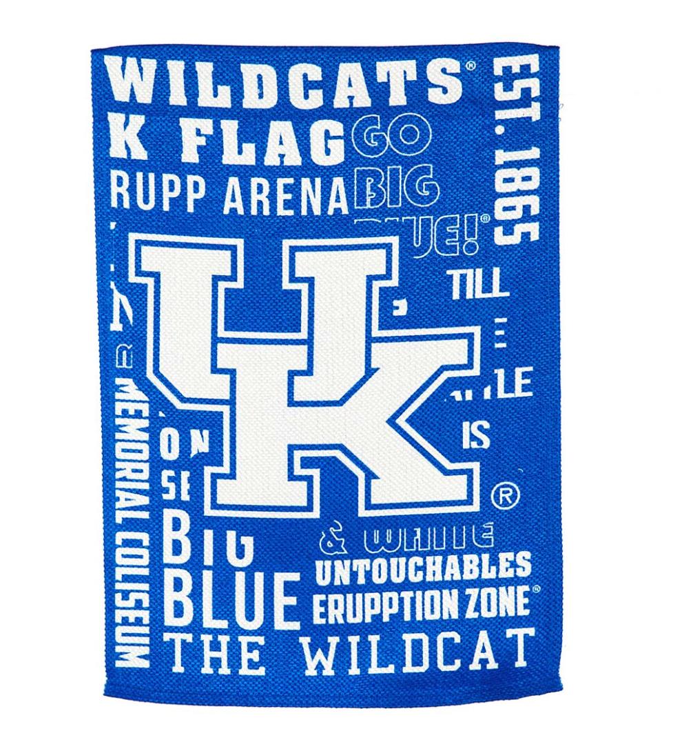 Plow & Hearth Deck & Patio Accents Outdoor Living Double-Sided Fan Rules College Team Pride Sueded House Flag - Univ Of Kentucky