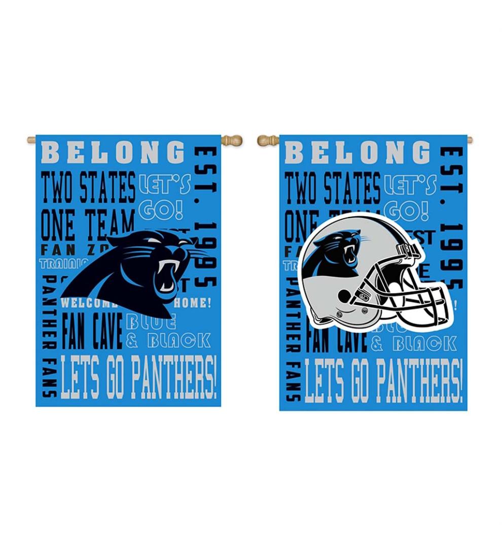 Plow & Hearth Deck & Patio Accents Outdoor Living Double-Sided Fan Rules Nfl Team Pride Sueded House Flag - Carolina Panthers