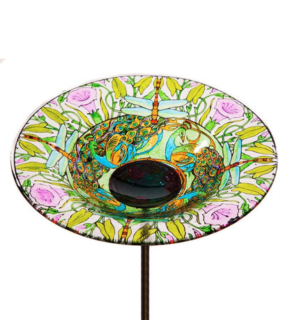 Plow & Hearth Deck & Patio Accents Outdoor Living Dragonfly Glass Birdbath Stake