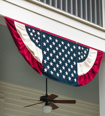 Plow & Hearth Deck & Patio Accents Outdoor Living Extra Large Half-Round Vintage Patriotic Bunting
