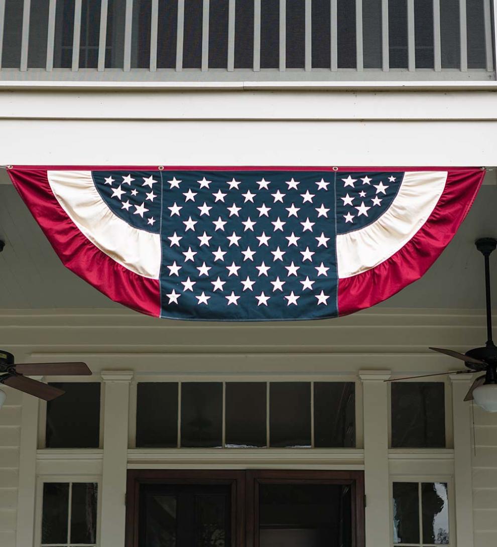 Plow & Hearth Deck & Patio Accents Outdoor Living Extra Large Half-Round Vintage Patriotic Bunting