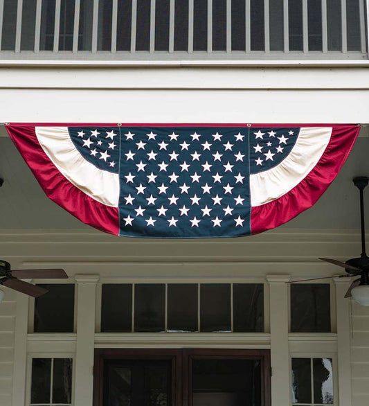 Plow & Hearth Deck & Patio Accents Outdoor Living Extra Large Half-Round Vintage Patriotic Bunting