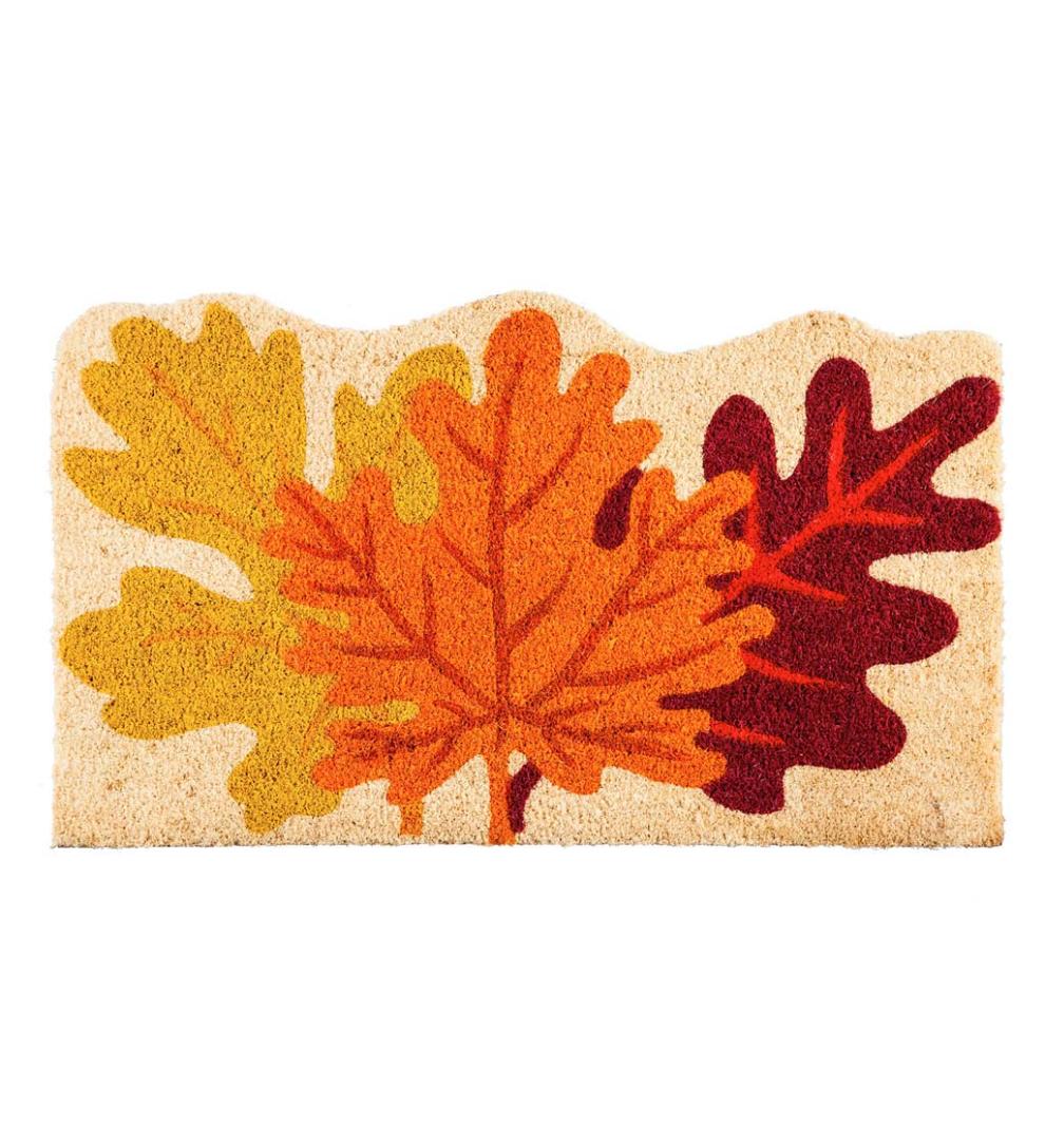 Plow & Hearth Deck & Patio Accents Outdoor Living Fall Leaves Shaped Coir Fiber Mat