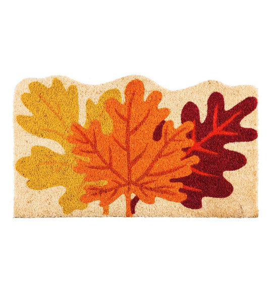 Plow & Hearth Deck & Patio Accents Outdoor Living Fall Leaves Shaped Coir Fiber Mat