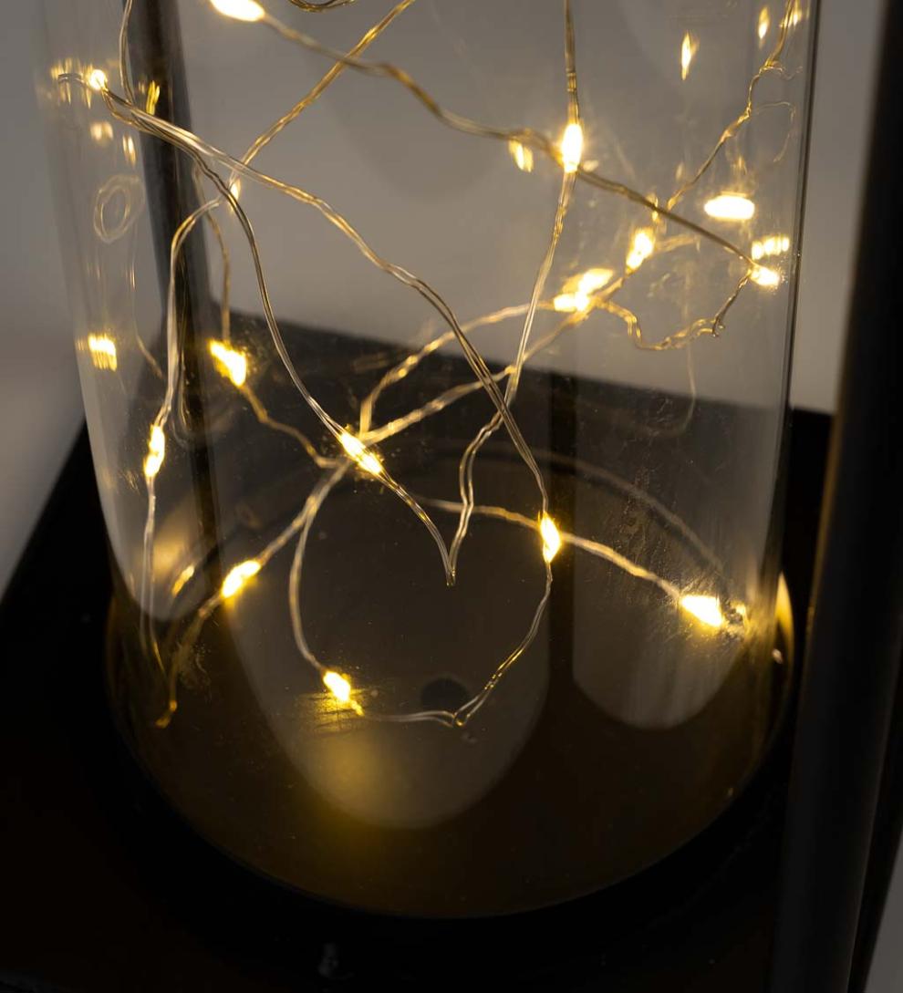 Plow & Hearth Deck & Patio Accents Outdoor Living Glass Firefly Solar Lantern With String Lights