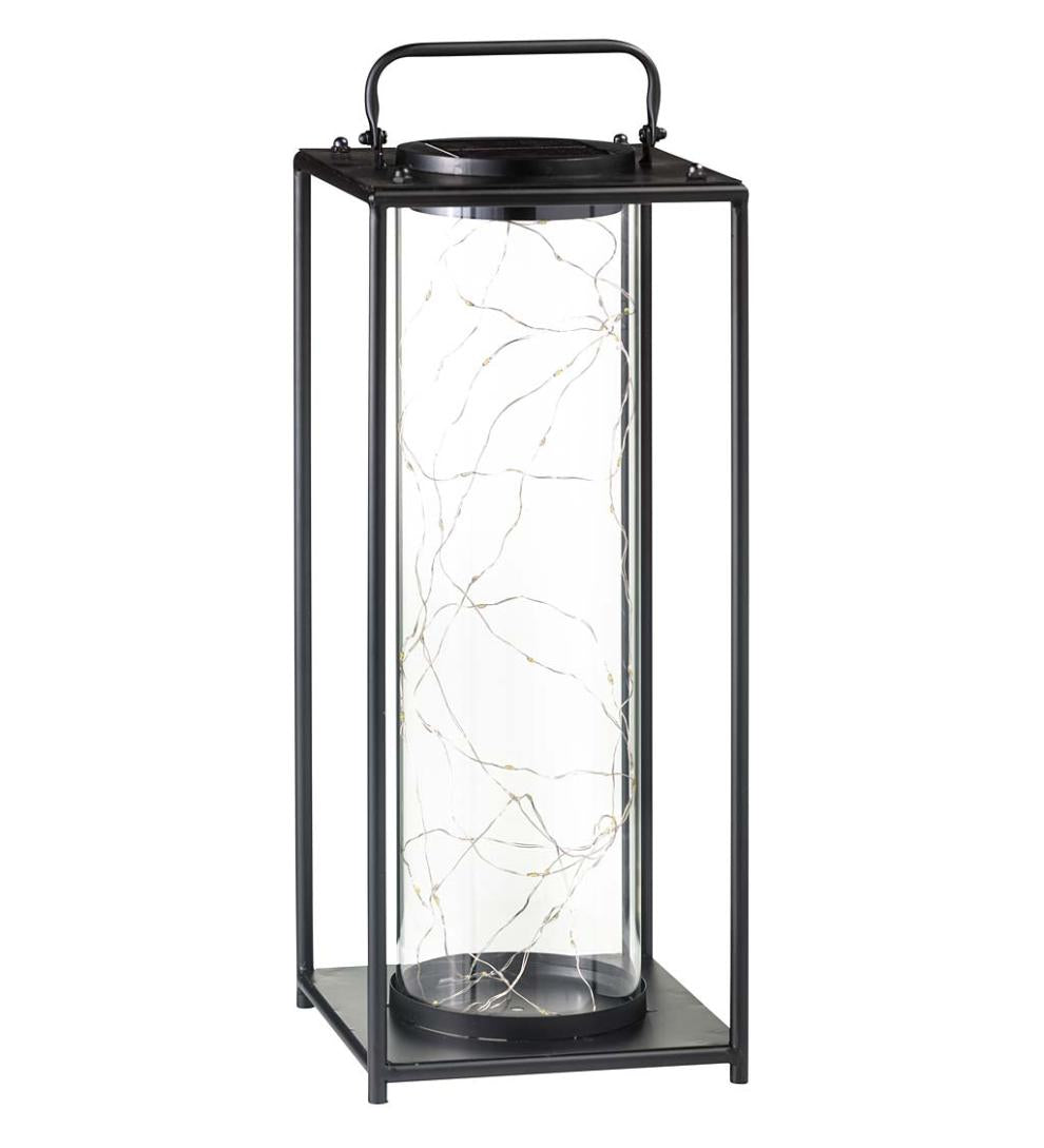 Plow & Hearth Deck & Patio Accents Outdoor Living Glass Firefly Solar Lantern With String Lights