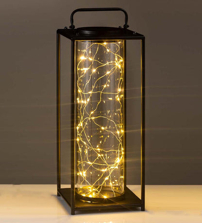 Plow & Hearth Deck & Patio Accents Outdoor Living Glass Firefly Solar Lantern With String Lights