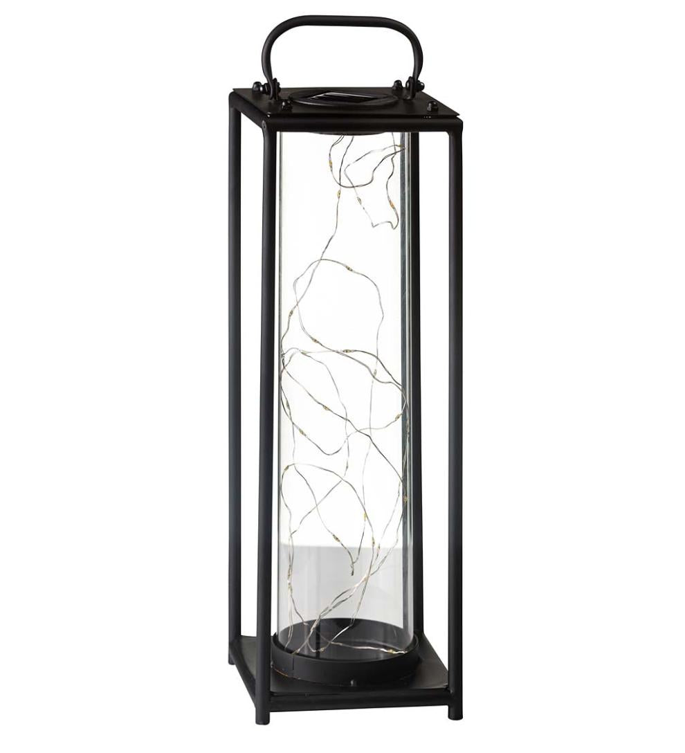 Plow & Hearth Deck & Patio Accents Outdoor Living Glass Firefly Solar Lantern With String Lights