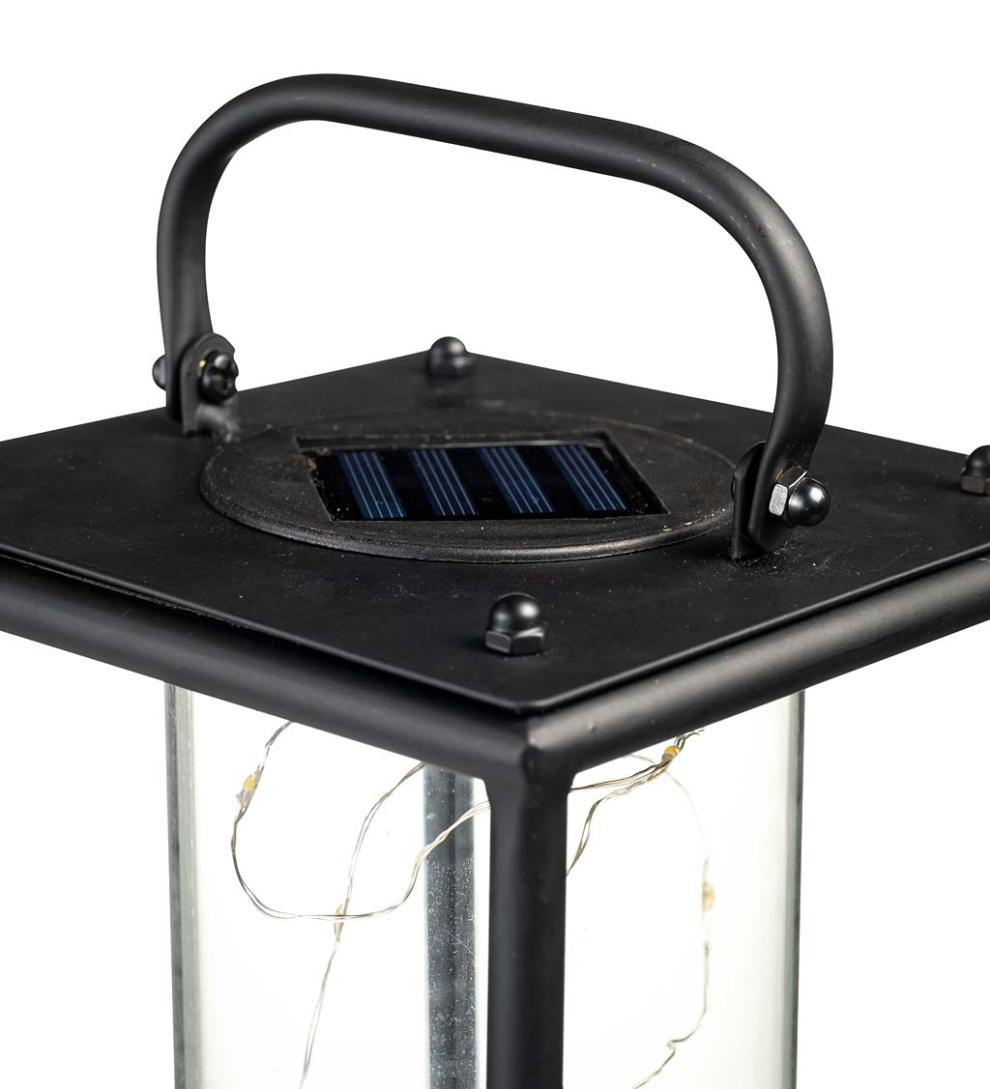 Plow & Hearth Deck & Patio Accents Outdoor Living Glass Firefly Solar Lantern With String Lights